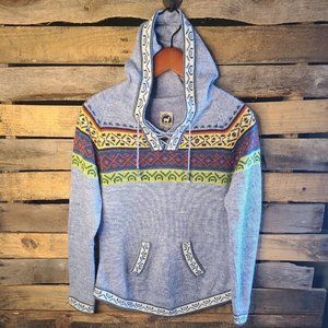 Artesania Hooded Peruvian Themed Alpaca Sweater Women's Small